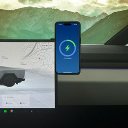 iPhone mounted on Left Hand Tesla wireless charger | MBTCTRH-DG,Q2TCTRH