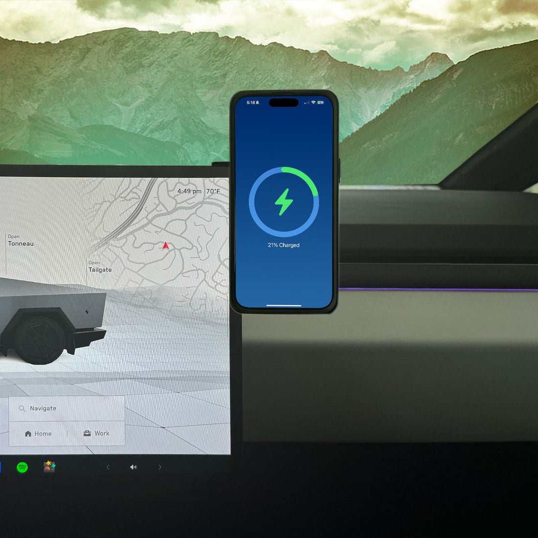 MagBak Tesla Cybertruck Wireless Charger and Mount Seamless