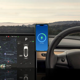 iPhone mounted on Right Hand Tesla wireless charger | MBT3YRH-DG,Q2TOGRH
