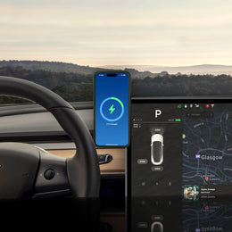 iPhone mounted on Left Hand Tesla wireless charger | MBT3Y-DG