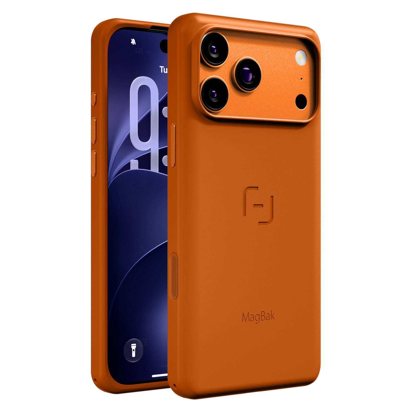 MagBak Classic case for iPhone 17 Pro Max in Orange, front and back duo | MBC17M-OR