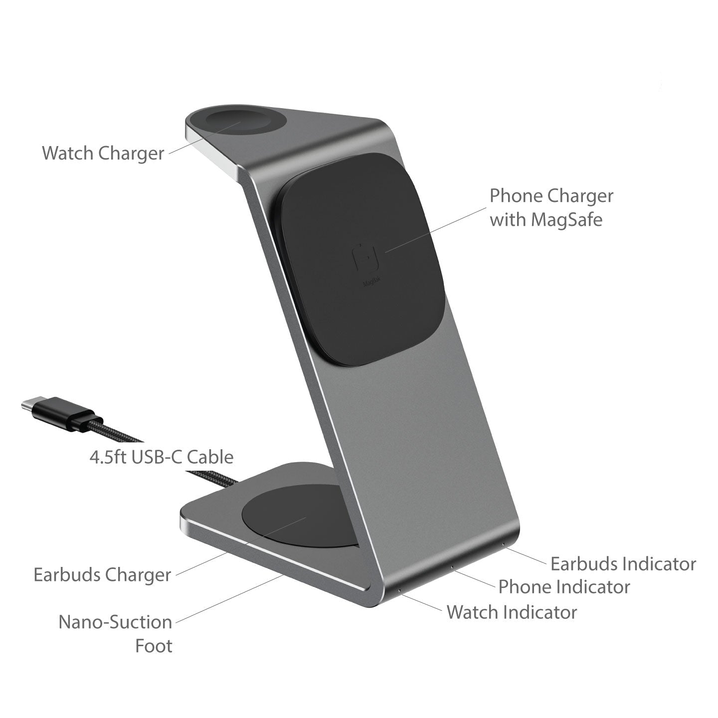2X faster charging. 3 in 1 Wireless Charger for your Phone, Watch